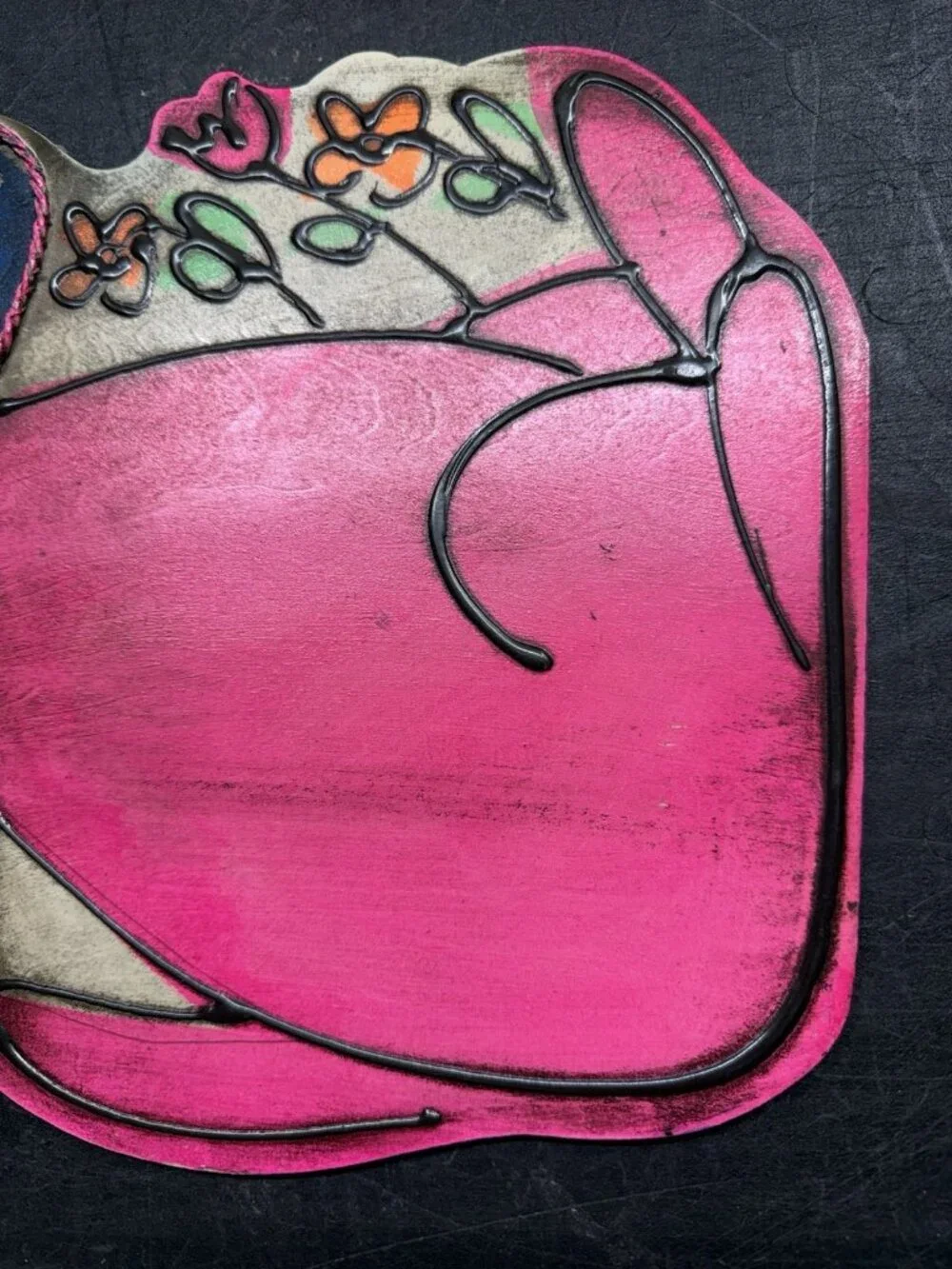 Hand Painted 70s Retro Wooden Wall Pink Cat Kitten Plaque Hanging Kitsch Japan